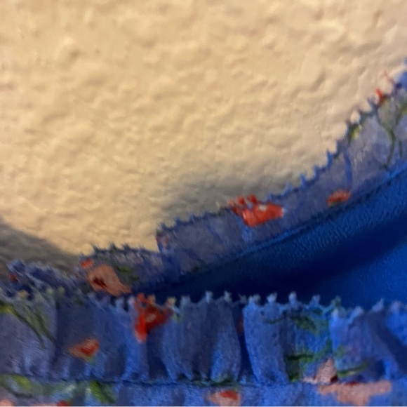 Joie Silk Blue Floral Ruffle Babydoll Camisole - Picture 9 of 11